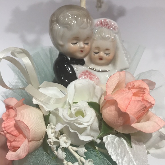 Vintage Other - Vintage Wedding Cake Topper Porcelain Figurine With Vintage Florals